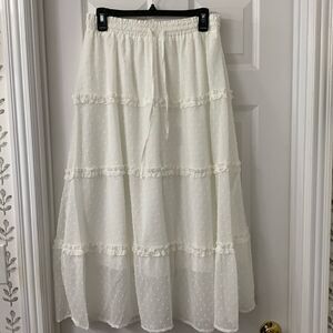 Size Large Swiss Dot Pattern Peasant skirt with four tiers.  NWOT